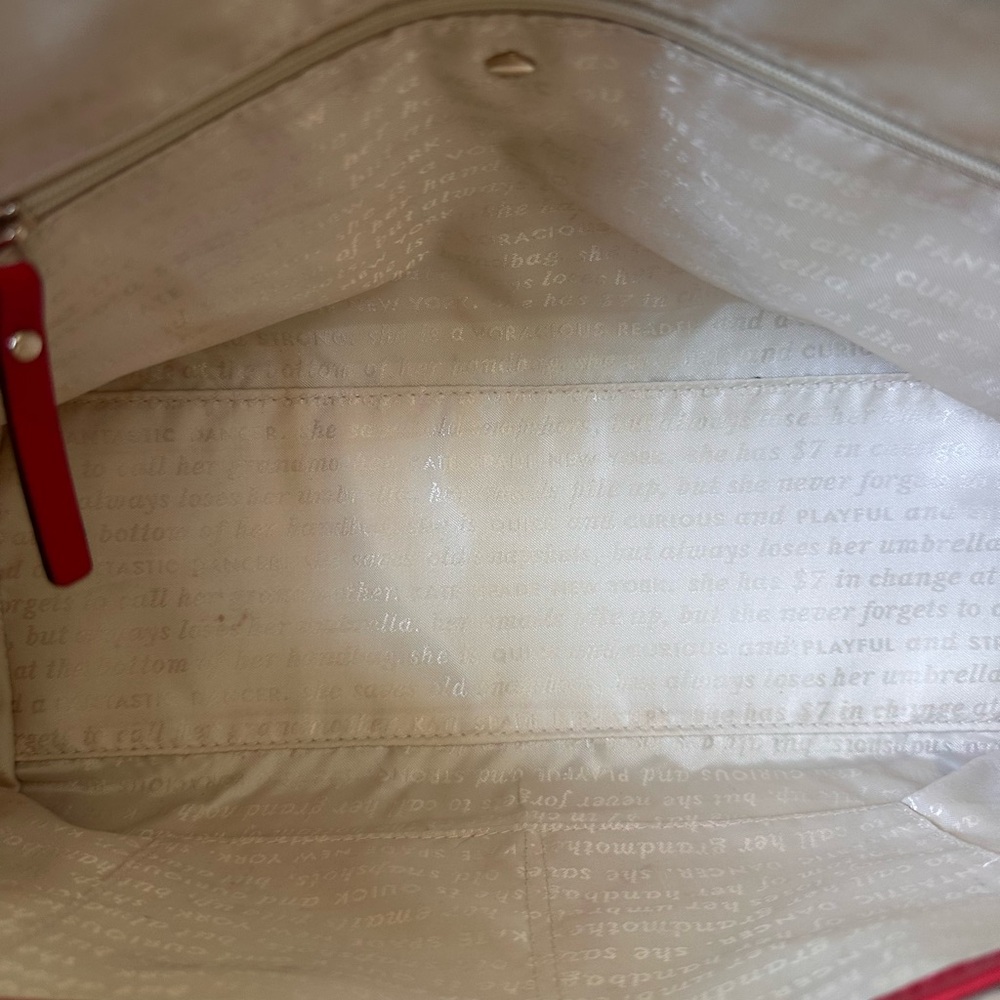 Kate Spade canvas & leather satchel w red trim 
classic, structured everyday bag - Picture 7 of 8